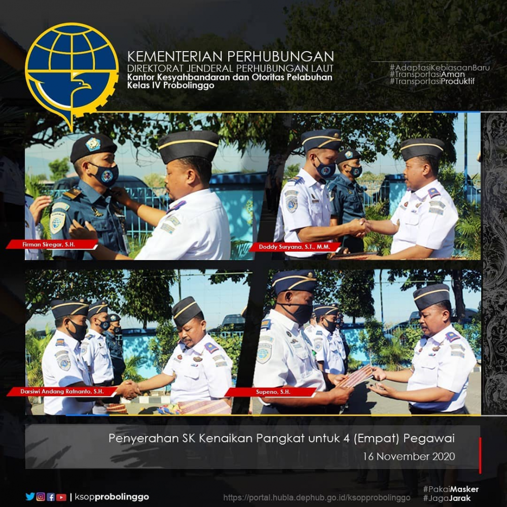 ACARA PENYERAHAN SK KENAIKAN PANGKAT 4 (EMPAT) PEGAWAI KSOP KELAS IV PROBOLINGGO