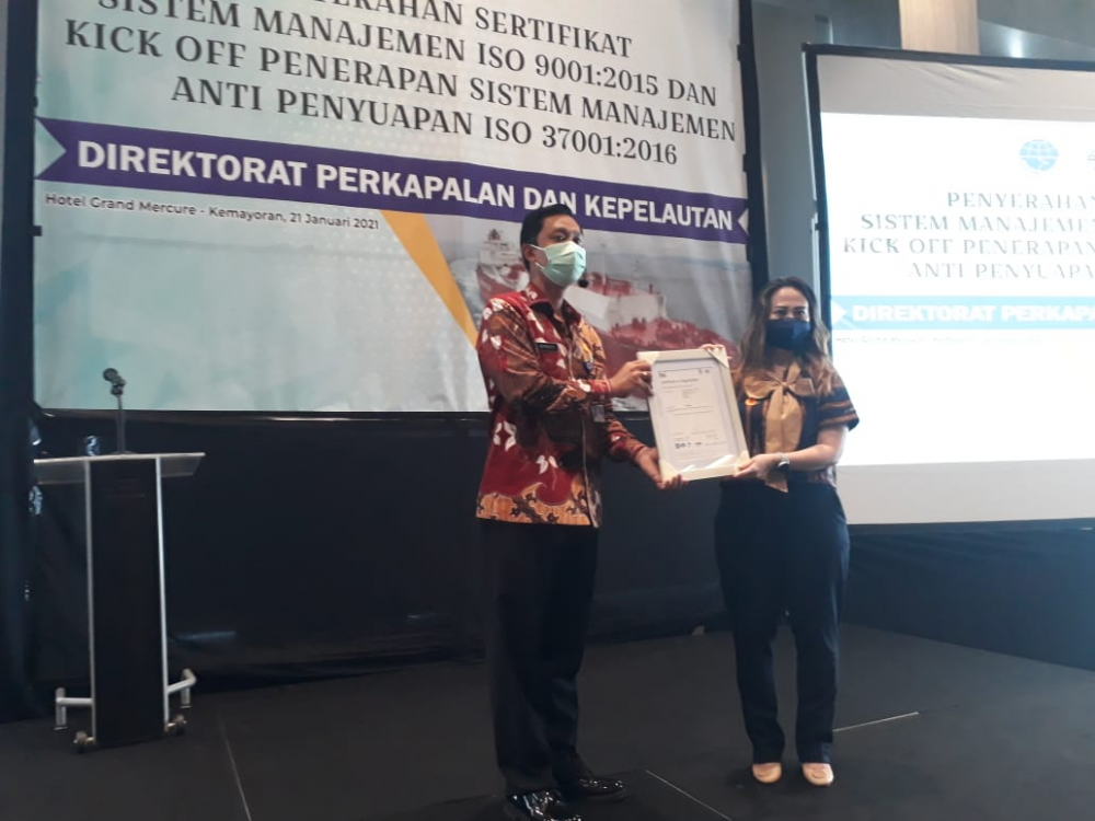SETELAH DIREKTORAT LALU LINTAS DAN ANGKUTAN LAUT, KINI DIREKTORAT PERKAPALAN DAN KEPELAUTAN PEROLEH  ISO 9001:2015