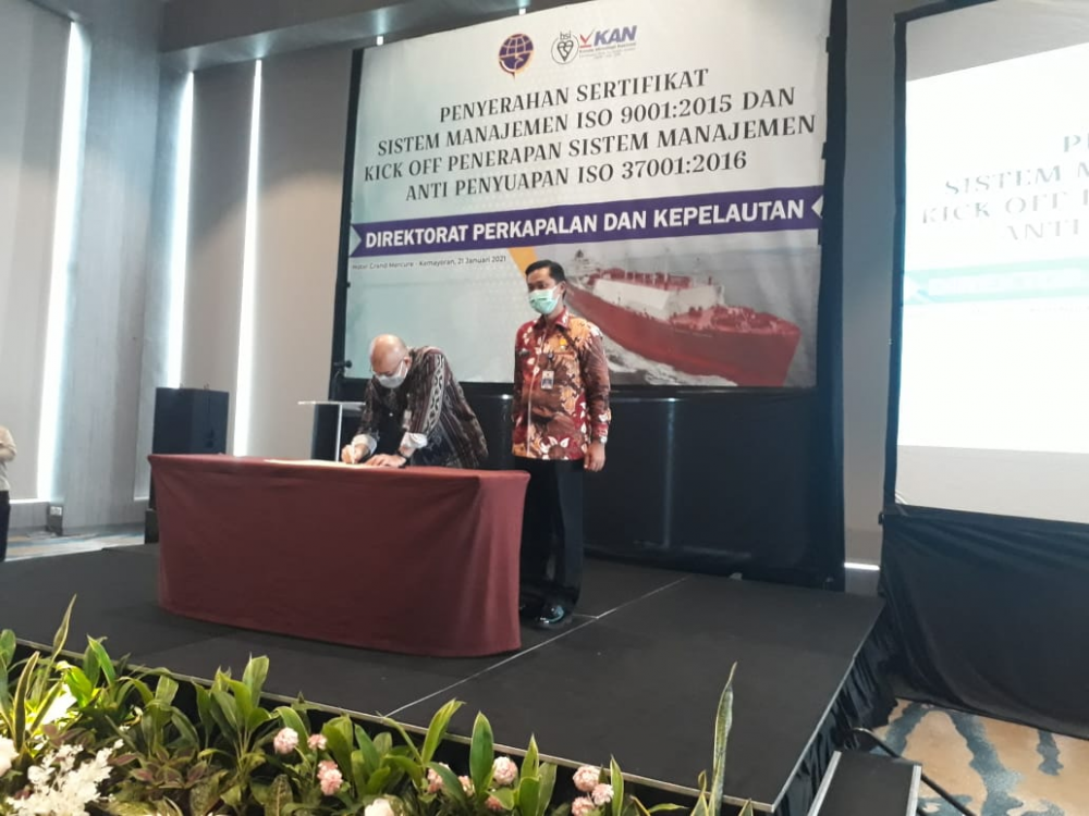 SETELAH DIREKTORAT LALU LINTAS DAN ANGKUTAN LAUT, KINI DIREKTORAT PERKAPALAN DAN KEPELAUTAN PEROLEH  ISO 9001:2015