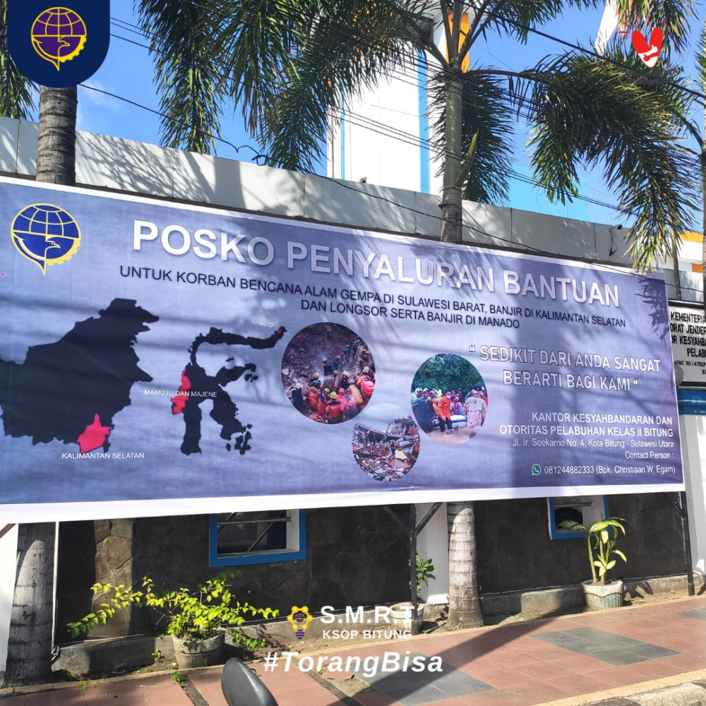 Peduli Bencana, KSOP Bitung Dirikan Posko Penyaluran Bantuan