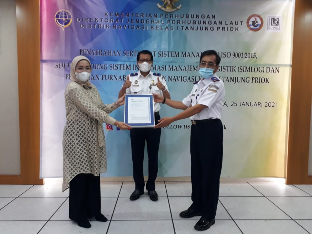 DISTRIK NAVIGASI KELAS I TANJUNG PRIOK PEROLEH ISO 9001 : 2015