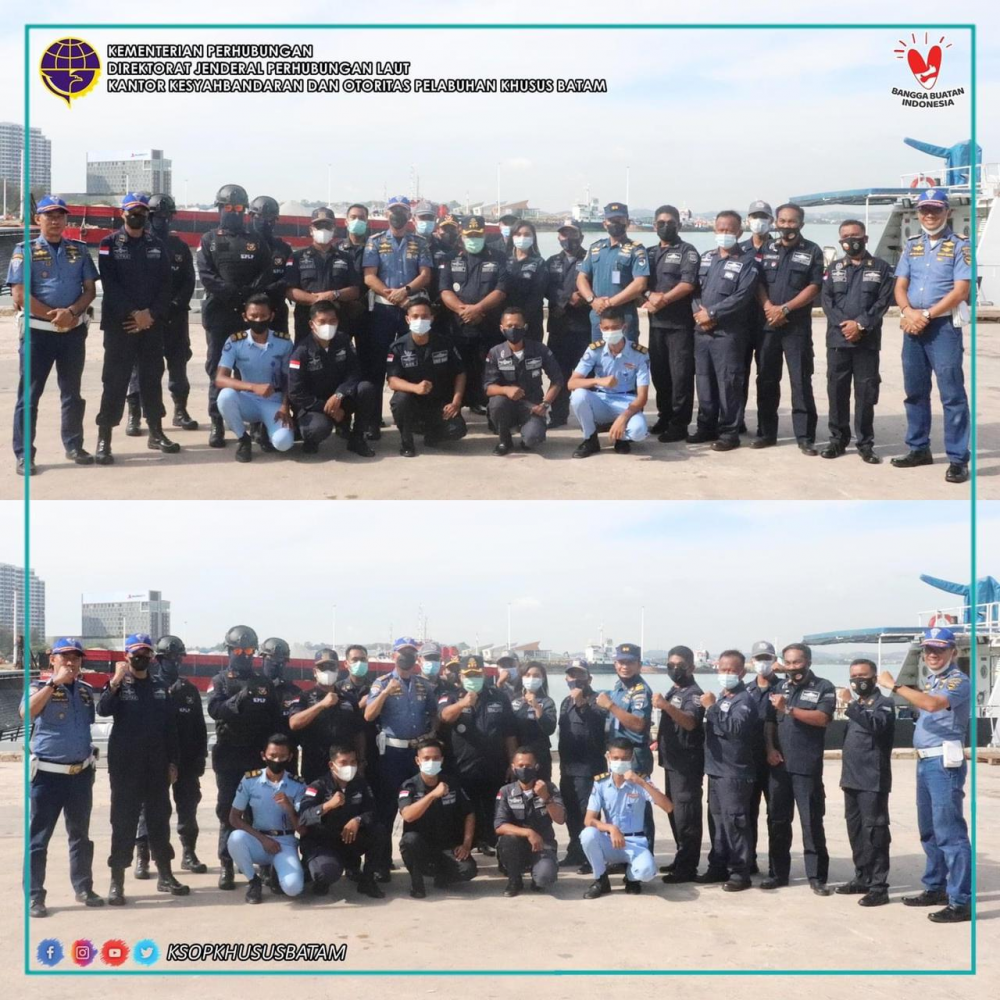 Kegiatan Patroli Bersama armada KNP 376, KNP 592, Rigid Bouyant Boat (RBB) Kantor Kesyahbandaran dan Otoritas Pelabuhan Khusus Batam.