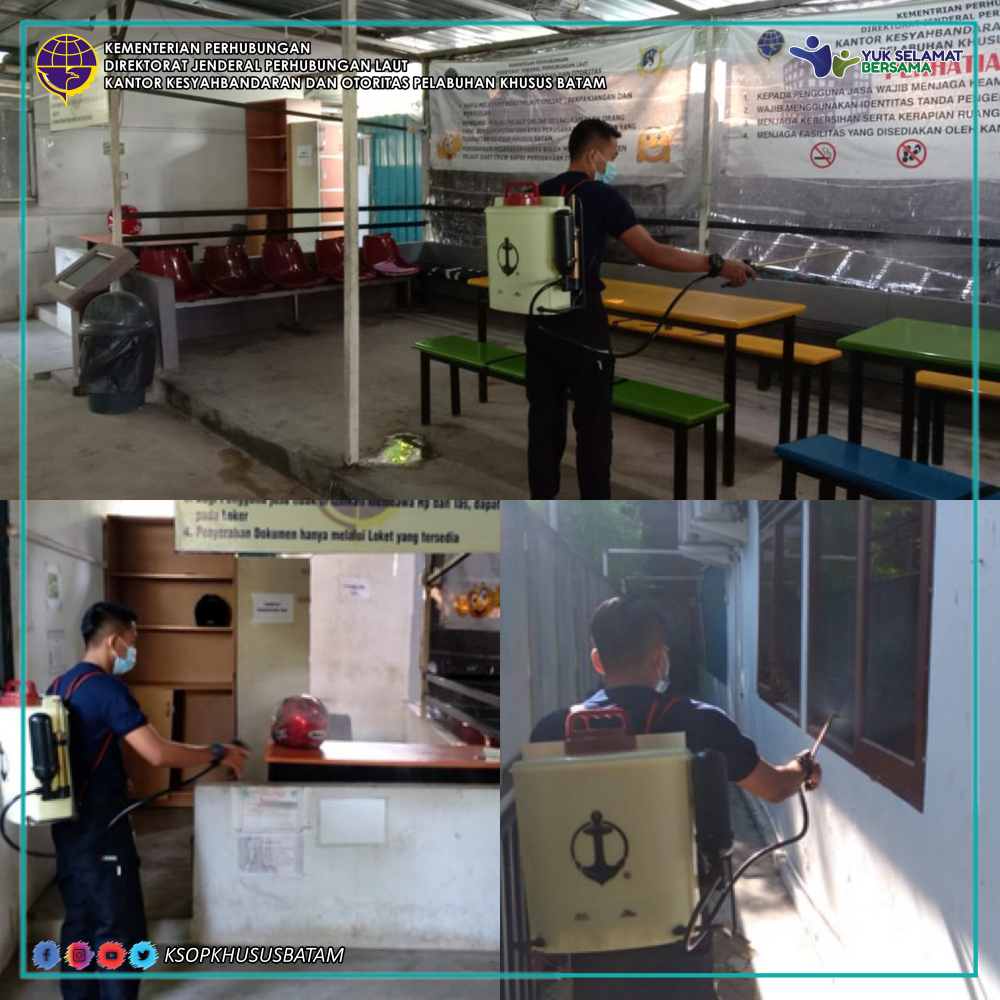 Kegiatan Penyemprotan Disinfektan Di Lingkungan Kantor KSOP Khusus Batam