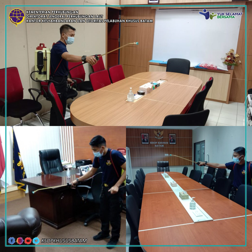 Kegiatan Penyemprotan Disinfektan Di Lingkungan Kantor KSOP Khusus Batam