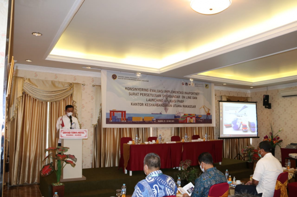 OPTIMALKAN LAYANAN KEPADA PENGGUNA JASA, DIRJEN HUBLA LAUNCHING APLIKASI PNBP INTERNAL KANTOR KESYAHBANDARAN UTAMA MAKASSAR