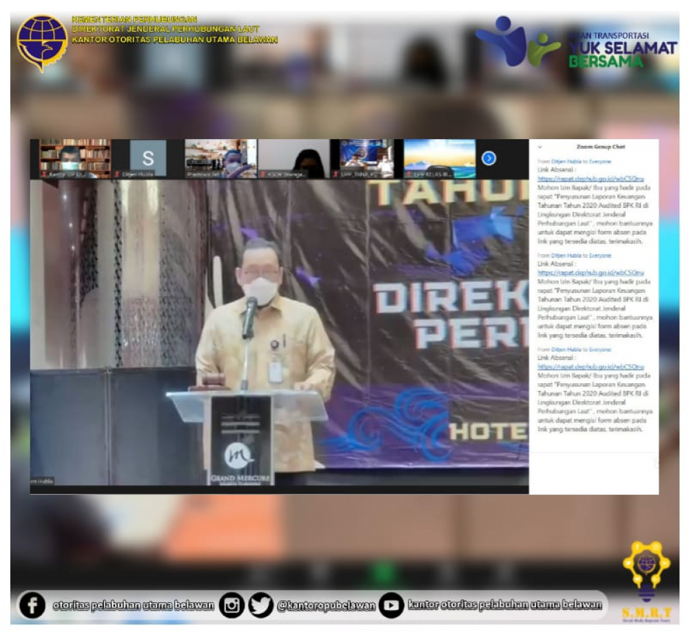 ”Rapat Pembukaan Penyusunan Laporan Keuangan Tahunan Tahun 2020 Audited BPK RI di Lingkungan Direktorat Jenderal Perhubungan Laut”