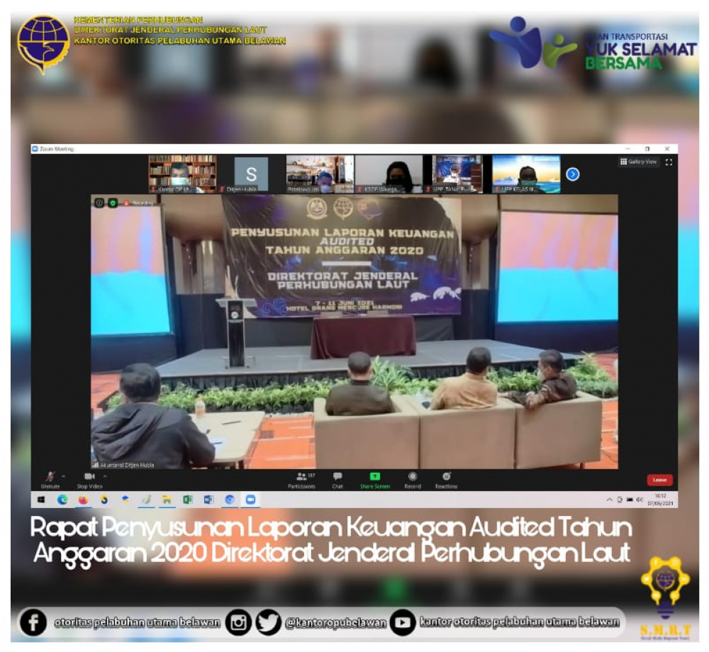 ”Rapat Pembukaan Penyusunan Laporan Keuangan Tahunan Tahun 2020 Audited BPK RI di Lingkungan Direktorat Jenderal Perhubungan Laut”