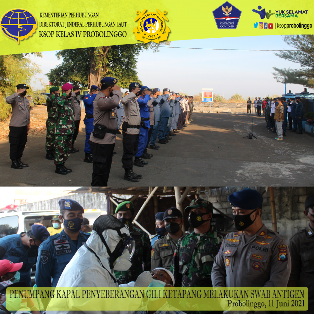 SATGAS COVID-19 PROBOLINGGO LAKUKAN SWAB ANTIGEN KEPADA PENUMPANG KAPAL PENYEBERANGAN GILI KETAPANG -PROBOLINGGO