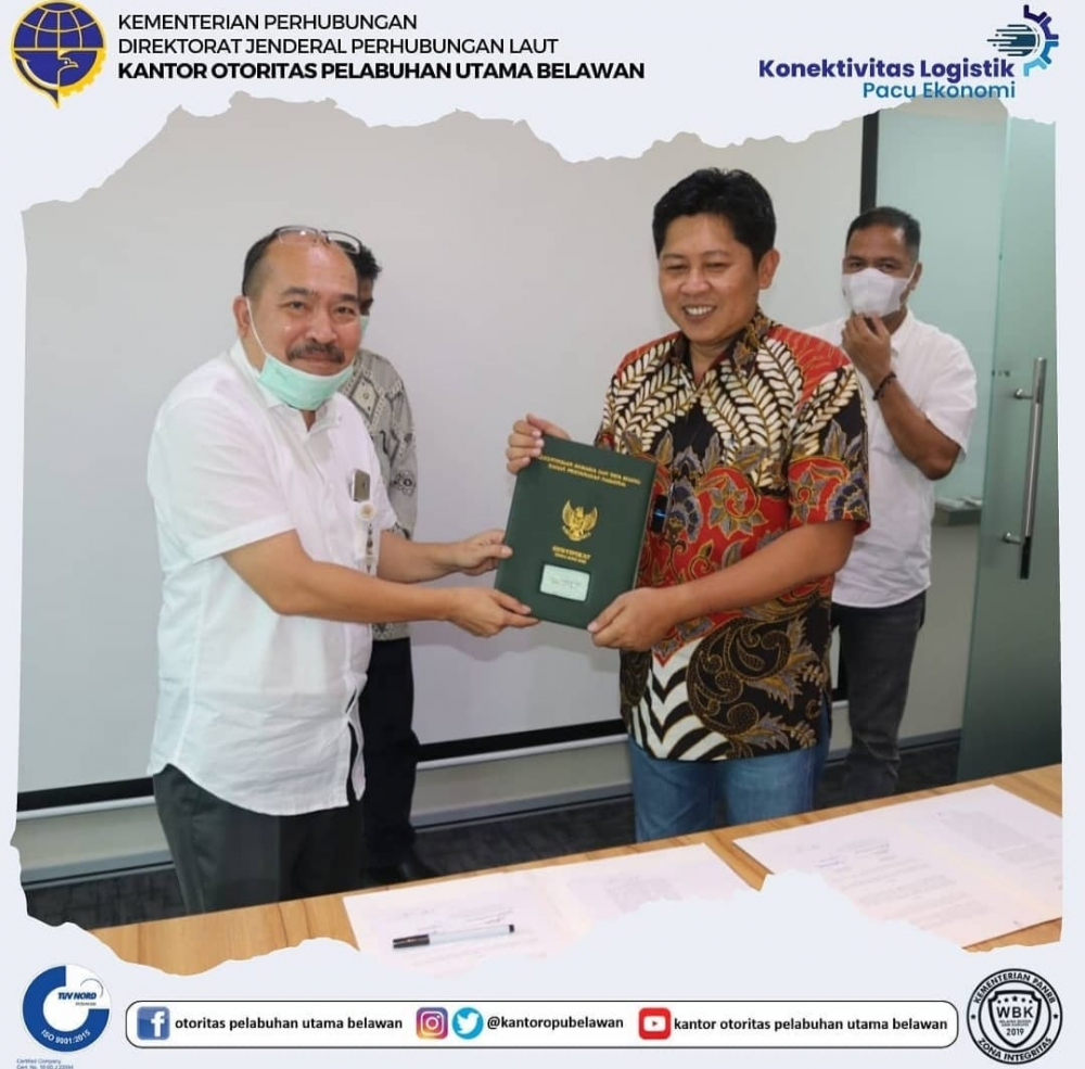 PT. Pelabuhan Indonesia I (Persero) Serahkan Lahan Hasil Reklamasi TPK Belawan Fase 2 Sebesar 5%