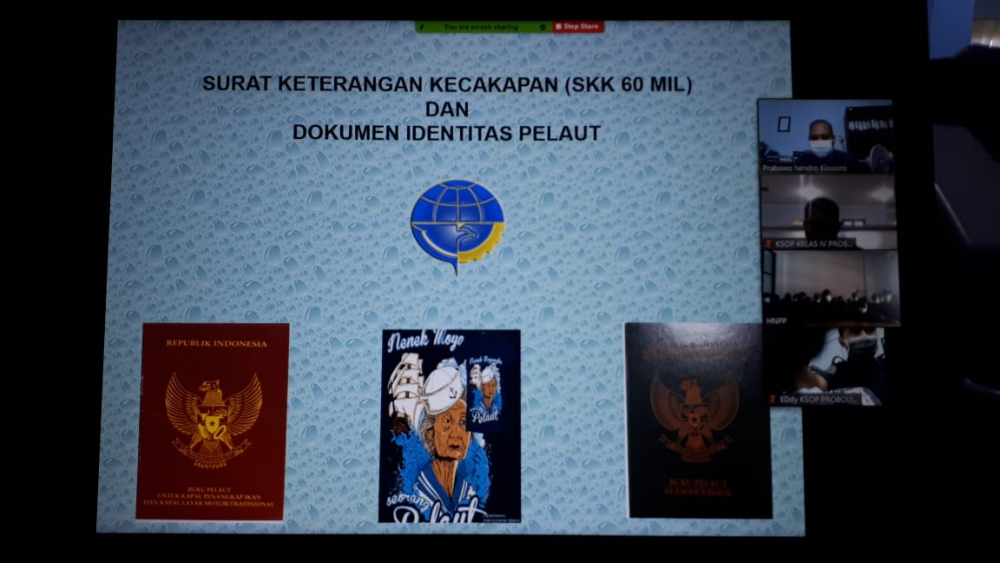 Inovasi Kantor KSOP Kelas IV Probolinggo , Lakukan Diklat SKK 60 Mil secara Daring saat Pendemi Covid 19