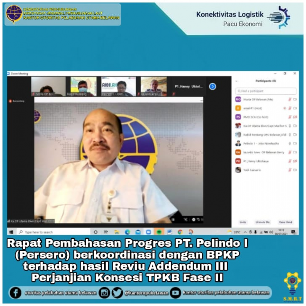 ”Pembahasan Progress PT Pelindo I (Persero) berkoordinasi dengan BPKP Perwakilan Sumut dan BPKP Pusat terhadap hasil Reviu Addendum III Perjanjian Konsesi TPKB Fase 2”