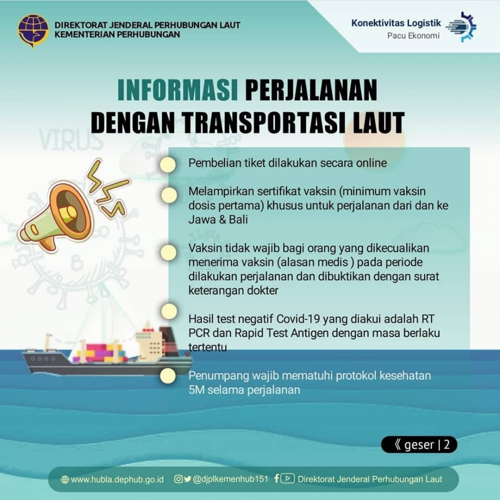 ”Syarat Perjalanan Penumpang Transportasi Laut Dimasa PPKM Darurat Pandemi Covid 19”