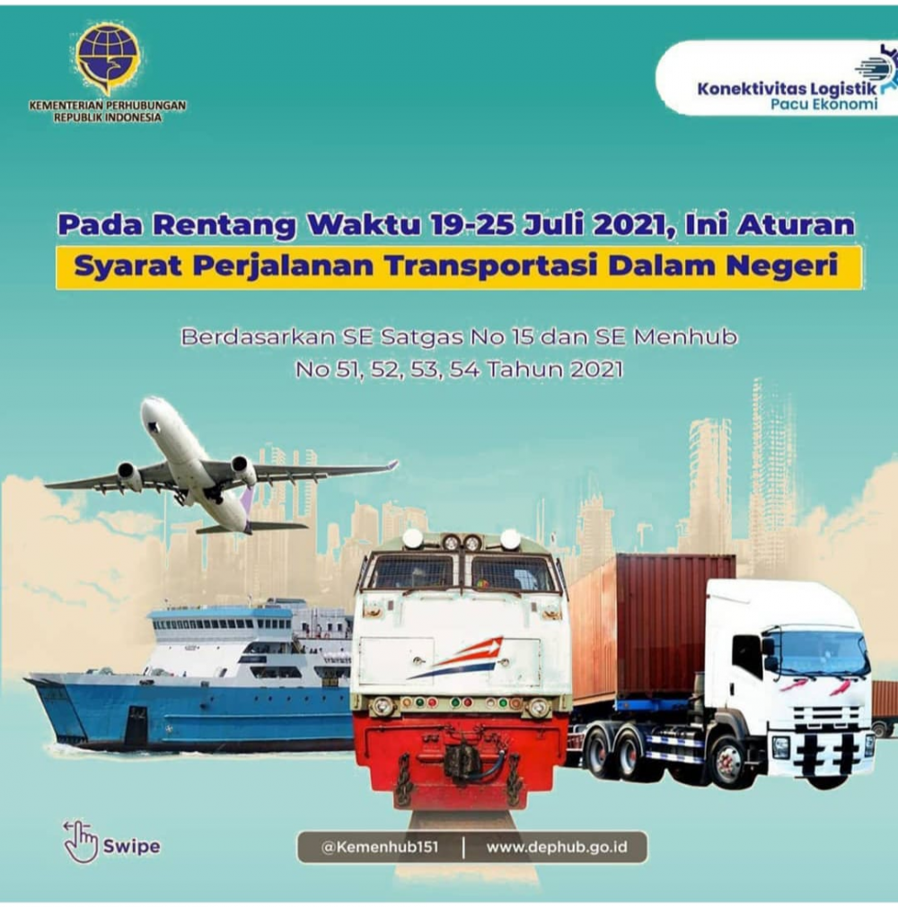 ”Pada Rentang Waktu 19-25 Juli 2021, Ini Aturan Syarat Perjalanan Transportasi Dalam Negeri”