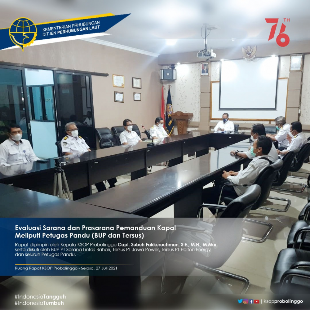 Evaluasi Berkala Sarana dan Prasarana Pemanduan Kapal dan Petugas Pandu seluruh BUP dan Tersus di wilayah KSOP Kelas IV Probolinggo