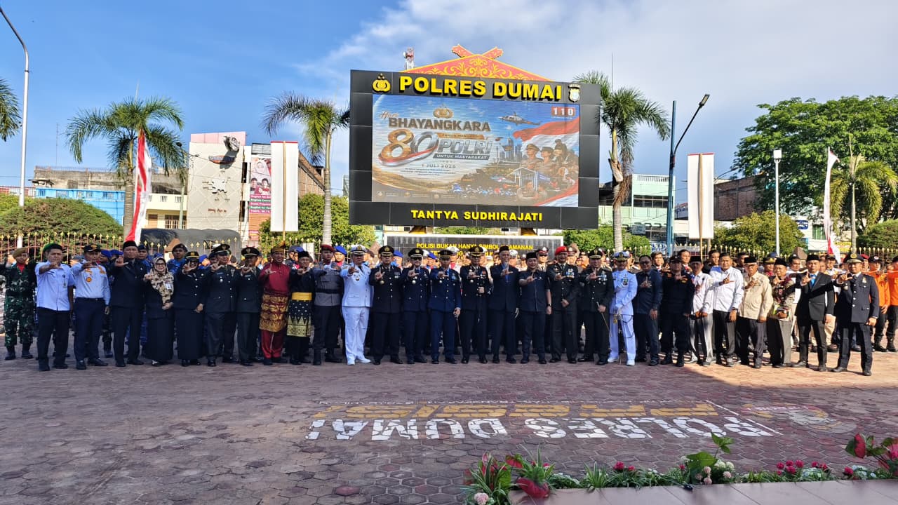 Kantor KSOP Kelas I Dumai Mengikuti Upacara dan Syukuran Hari Bhayangkara Ke-80 Tahun 2026 di Polres Dumai