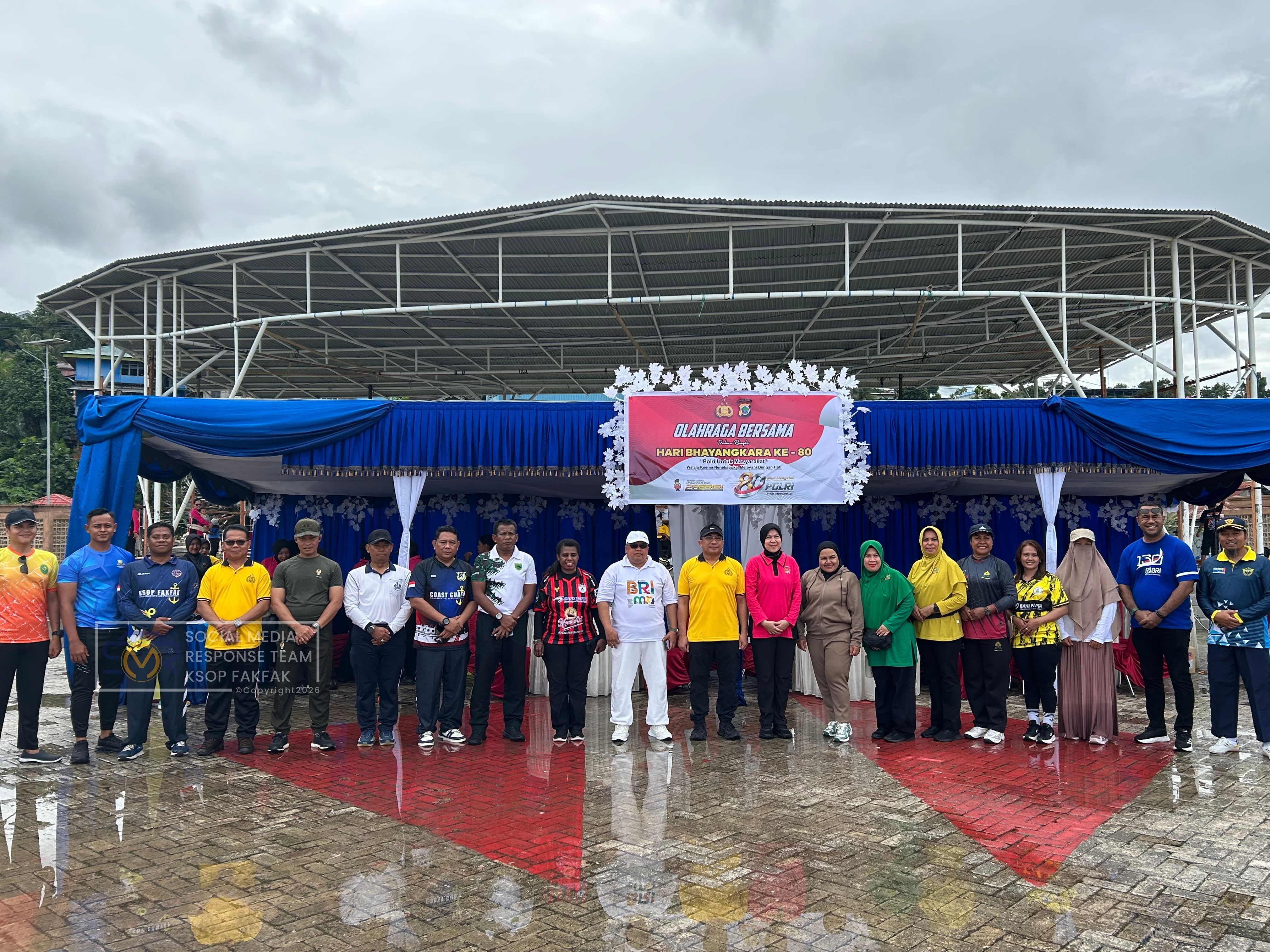 Gerak Jalan Santai dan Senam Bersama dalam Rangka HUT Bhayangkara Ke-80 Tahun 2026 di RTH KH. Ma’ruf Amin