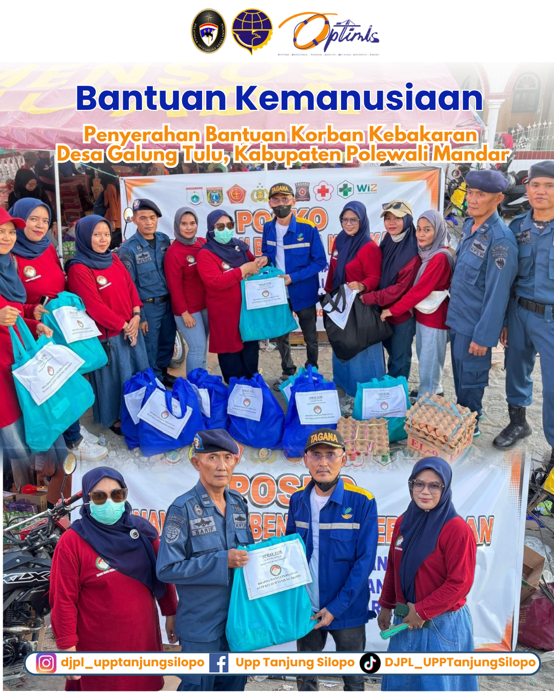 Penyerahan Bantuan Kemanusiaan bagi Korban Kebakaran di Desa Galung Tulu, Kabupaten Polewali Mandar bersama Ibu Dharma Wanita Persatuan