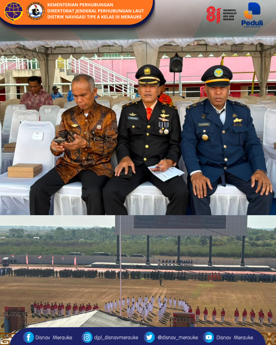 Upacara Pengibaran Bendera Merah Putih dalam rangka HUT RI Ke-81 di Merauke Provinsi Papua Selatan