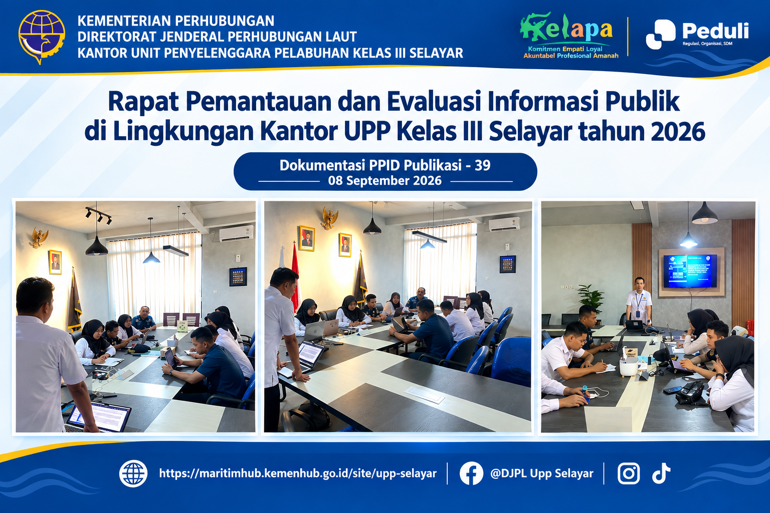 Rapat Pemantauan dan Evaluasi Informasi Publik di Lingkungan Kantor UPP Kelas III Selayar tahun 2026