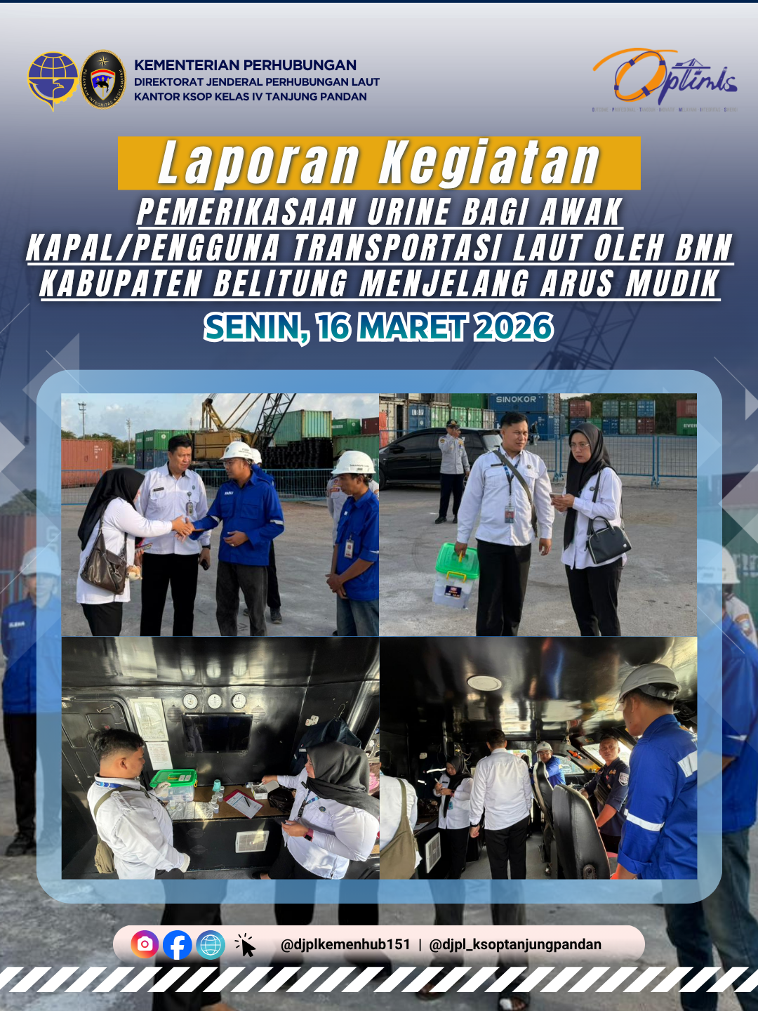 Pemeriksaan Urine Bagi Awak Kapal/Pengguna Transportasi Laut Oleh BNN Kabupaten Belitung Menjelang Arus Mudik