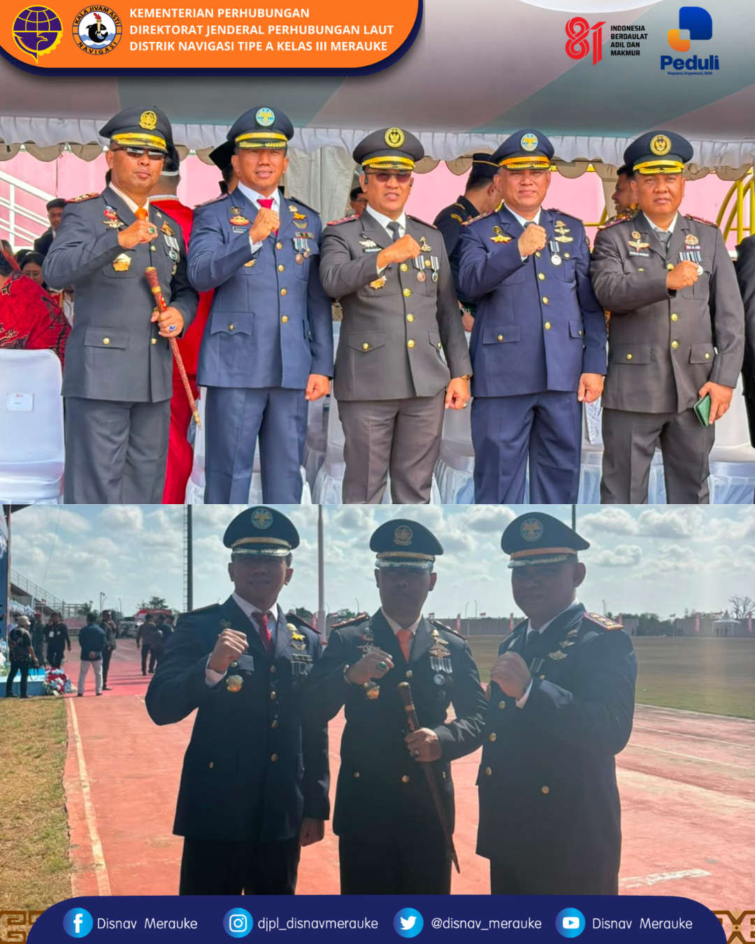 Upacara Pengibaran Bendera Merah Putih dalam rangka HUT RI Ke-81 di Merauke Provinsi Papua Selatan